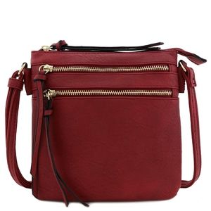 Multi Zip Pocket Small Crossbody handbag - RED